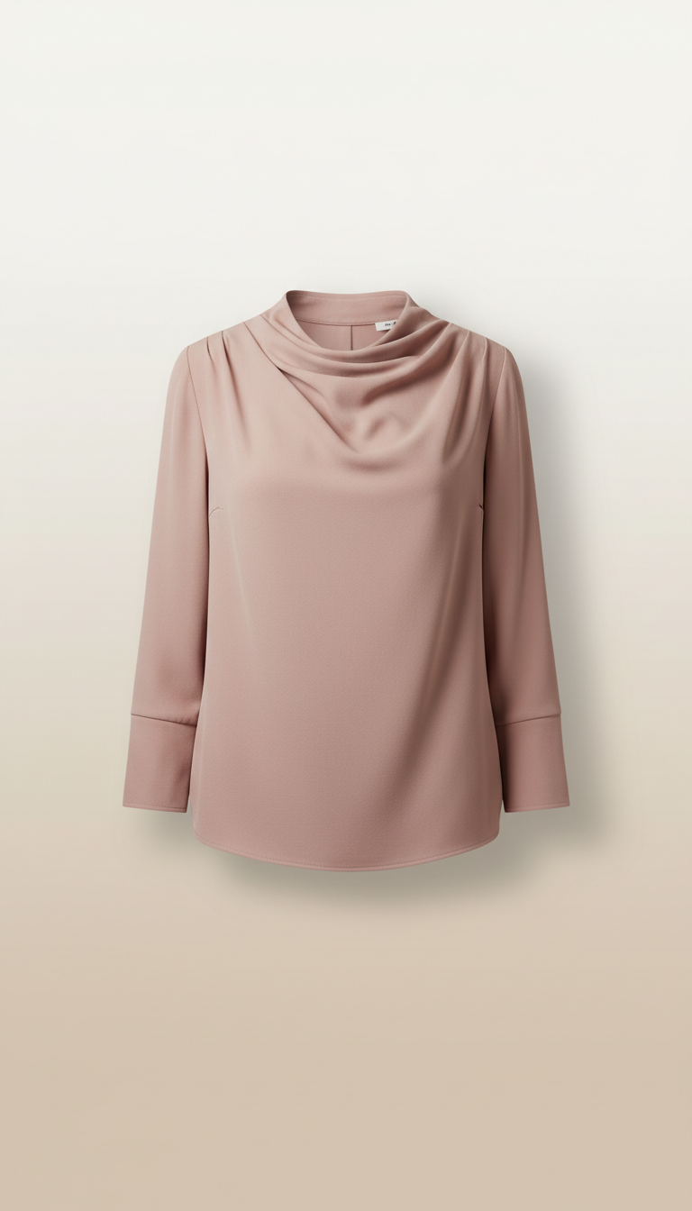 Blusa drapeada en rosa tenue